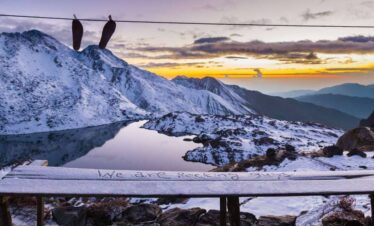 view of frozen gosaikunda lake
